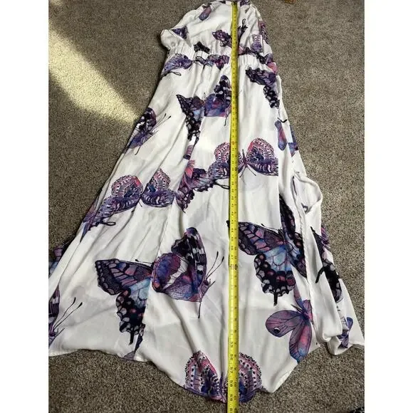 New! New York & Company Multi Color Butterfly Dress White Purple Size XL - Picture 6 of 8